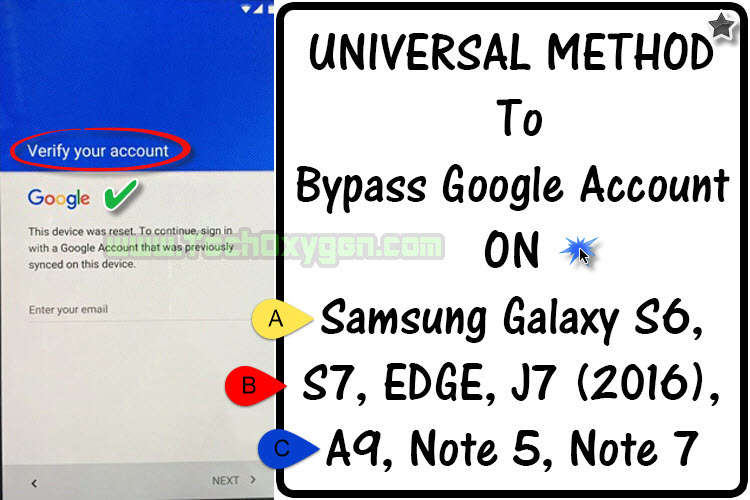 Bypass Google Account on Samsung S6, S7, EDGE, J7 (2016), A9, Note 5, Note 7
